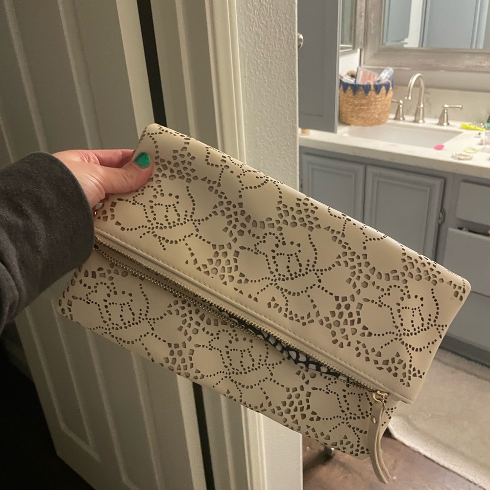 Ivory floral clutch